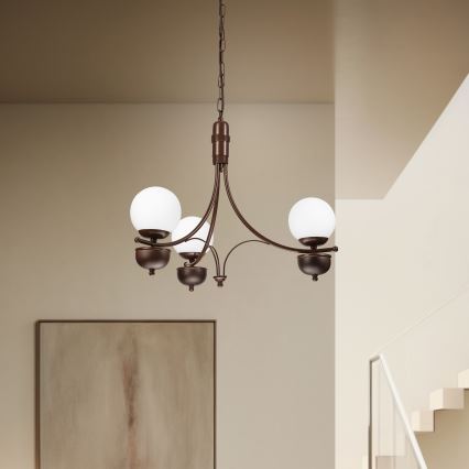 Brilagi - Lampadario a sospensione con catena COTTAGE 3xG9/40W/230V quercia/bianco