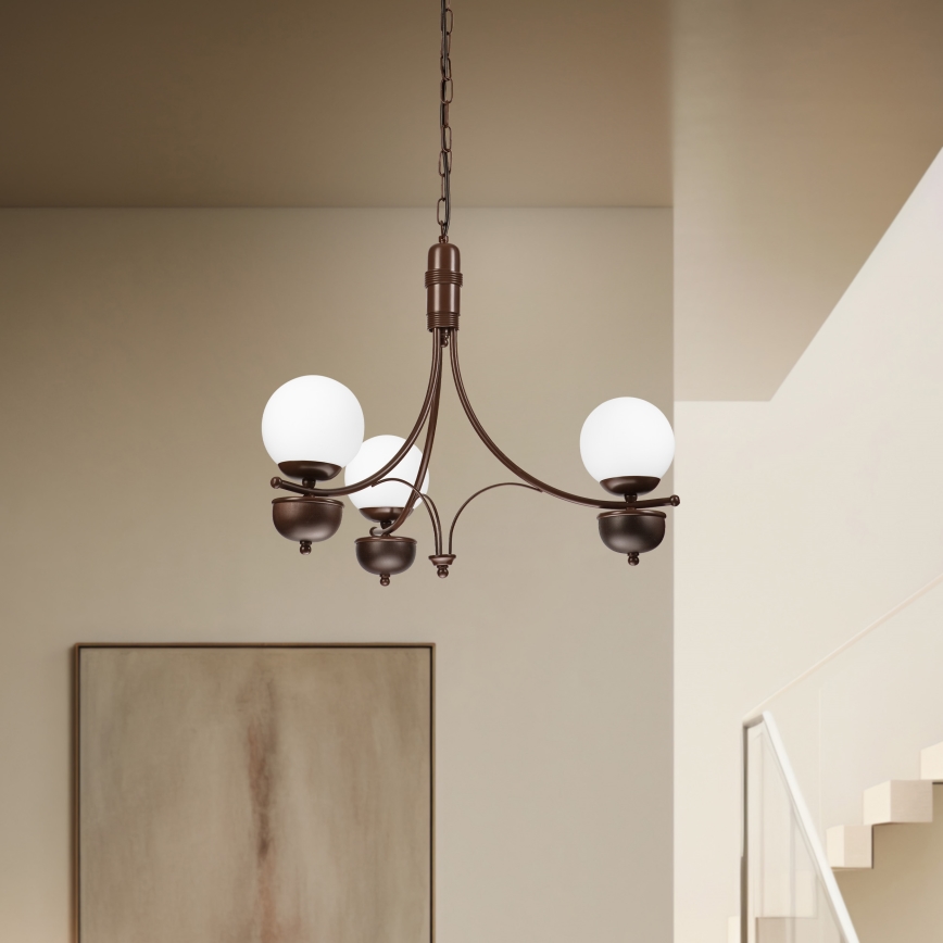 Brilagi - Lampadario a sospensione con catena COTTAGE 3xG9/40W/230V quercia/bianco