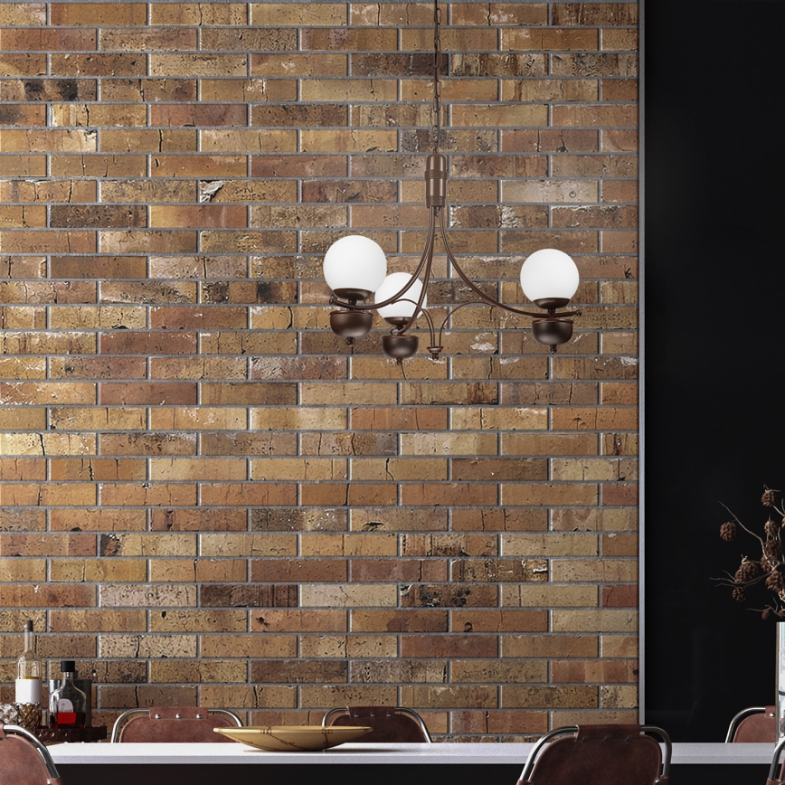 Brilagi - Lampadario a sospensione con catena COTTAGE 3xG9/40W/230V quercia/bianco
