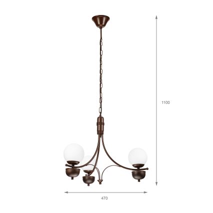 Brilagi - Lampadario a sospensione con catena COTTAGE 3xG9/40W/230V quercia/bianco