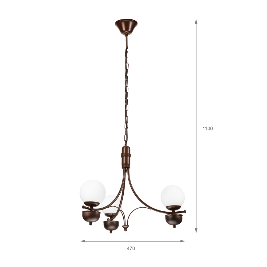 Brilagi - Lampadario a sospensione con catena COTTAGE 3xG9/40W/230V quercia/bianco