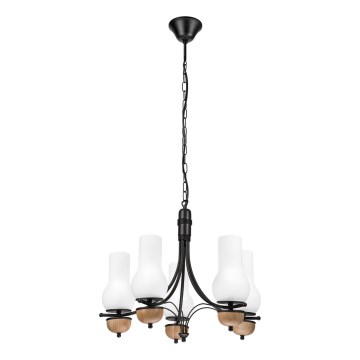Brilagi - Lampadario a sospensione con catena COTTAGE 5xE14/40W/230V faggio/bianco