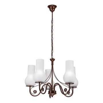 Brilagi - Lampadario a sospensione con catena COTTAGE 5xE14/40W/230V marrone/bianco