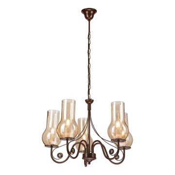 Brilagi - Lampadario a sospensione con catena COTTAGE 5xE14/40W/230V marrone