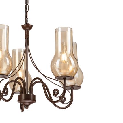 Brilagi - Lampadario a sospensione con catena COTTAGE 5xE14/40W/230V marrone