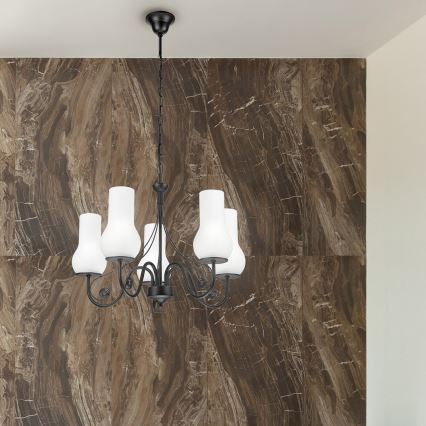 Brilagi - Lampadario a sospensione con catena COTTAGE 5xE14/40W/230V nero/bianco