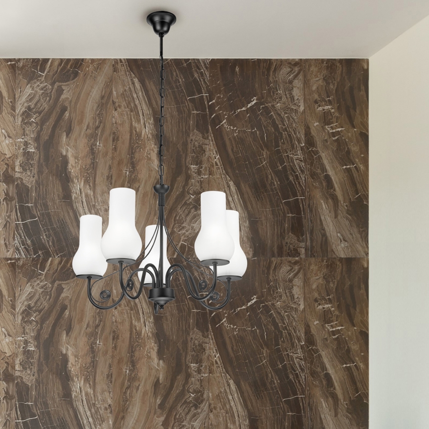 Brilagi - Lampadario a sospensione con catena COTTAGE 5xE14/40W/230V nero/bianco