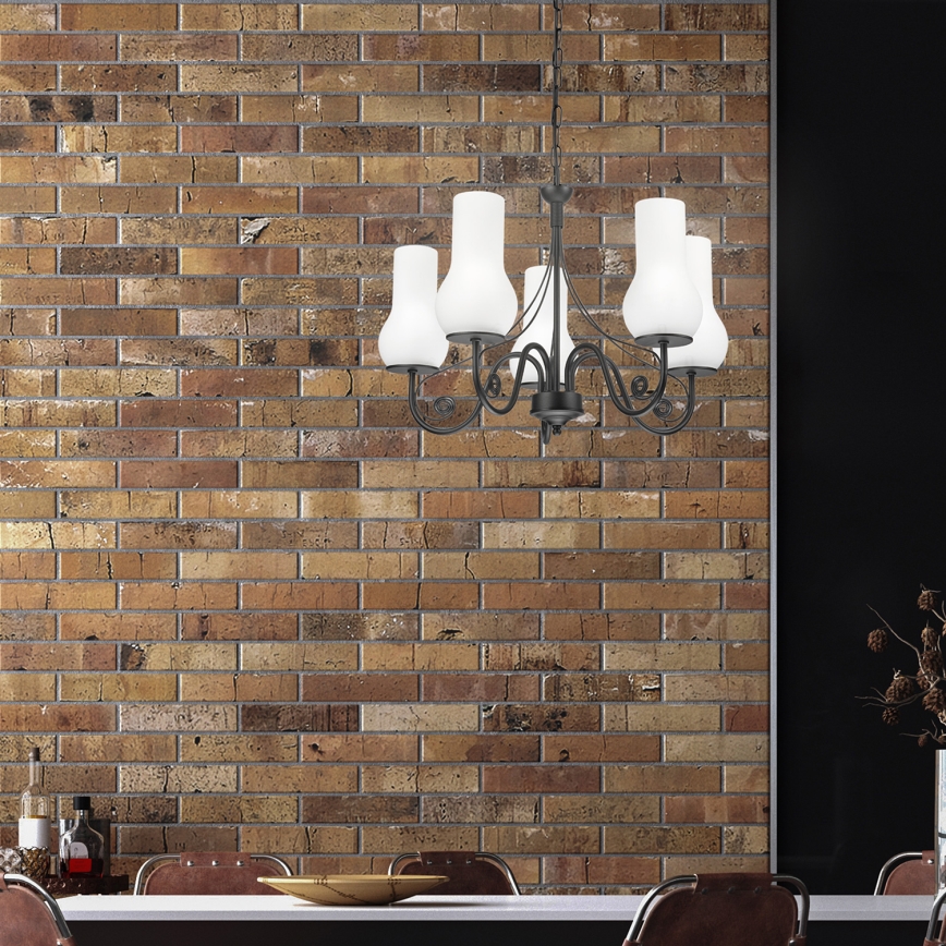 Brilagi - Lampadario a sospensione con catena COTTAGE 5xE14/40W/230V nero/bianco