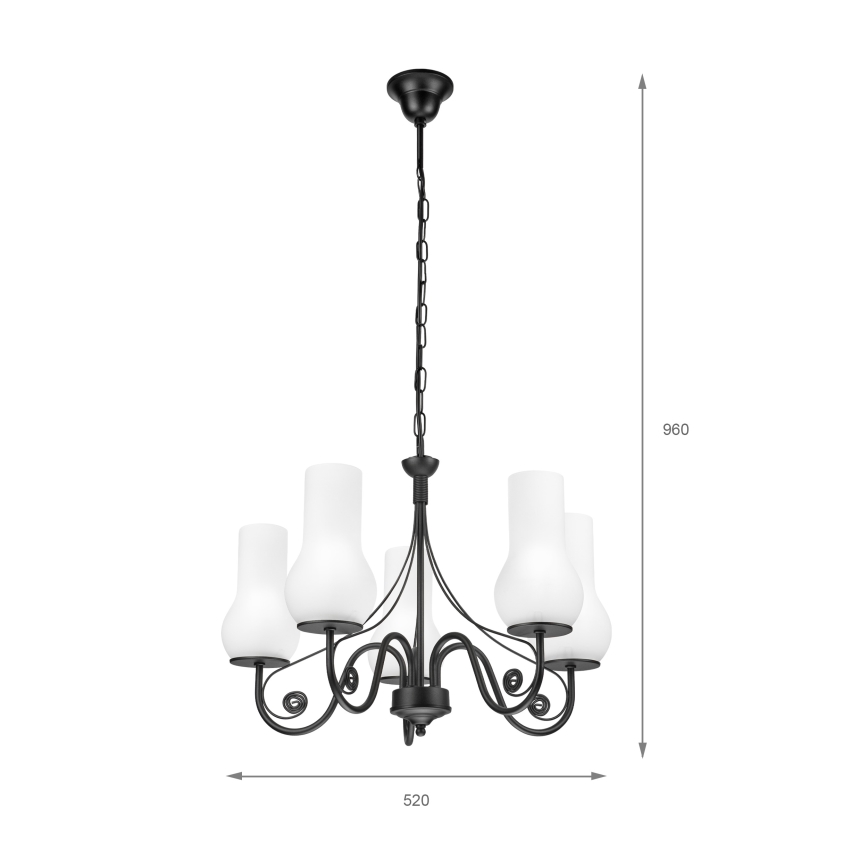 Brilagi - Lampadario a sospensione con catena COTTAGE 5xE14/40W/230V nero/bianco