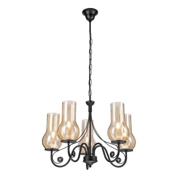 Brilagi - Lampadario a sospensione con catena COTTAGE 5xE14/40W/230V nero/marrone