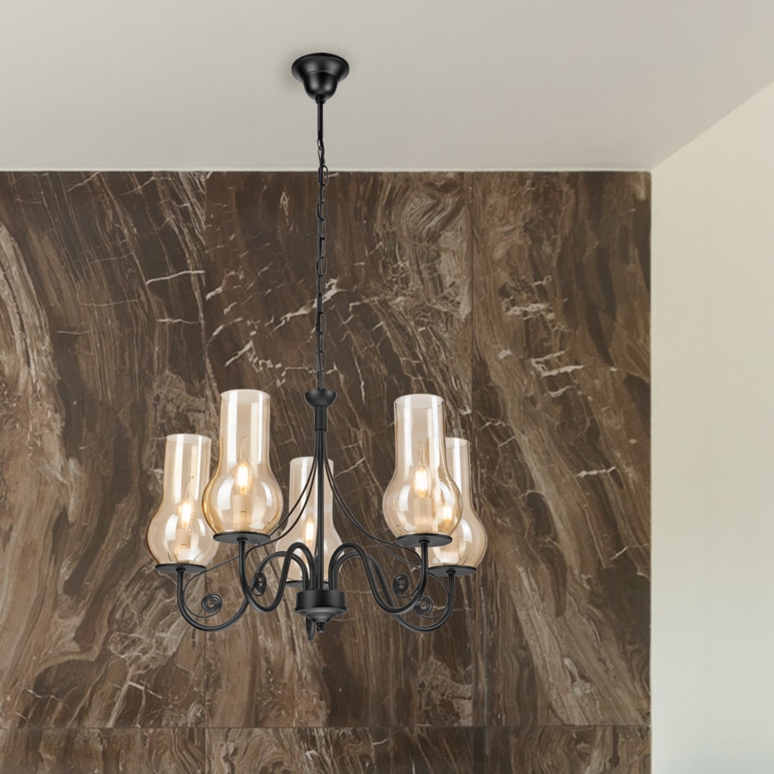 Brilagi - Lampadario a sospensione con catena COTTAGE 5xE14/40W/230V nero/marrone