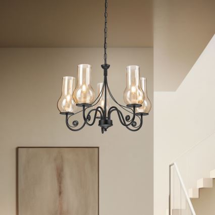 Brilagi - Lampadario a sospensione con catena COTTAGE 5xE14/40W/230V nero/marrone