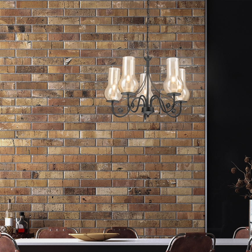 Brilagi - Lampadario a sospensione con catena COTTAGE 5xE14/40W/230V nero/marrone