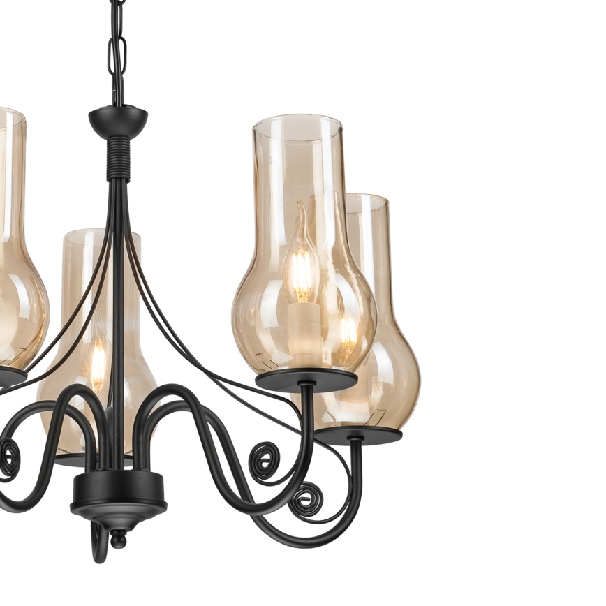 Brilagi - Lampadario a sospensione con catena COTTAGE 5xE14/40W/230V nero/marrone