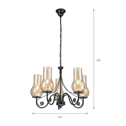 Brilagi - Lampadario a sospensione con catena COTTAGE 5xE14/40W/230V nero/marrone