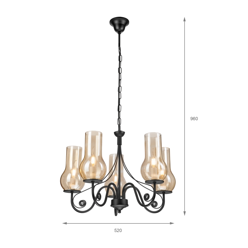 Brilagi - Lampadario a sospensione con catena COTTAGE 5xE14/40W/230V nero/marrone