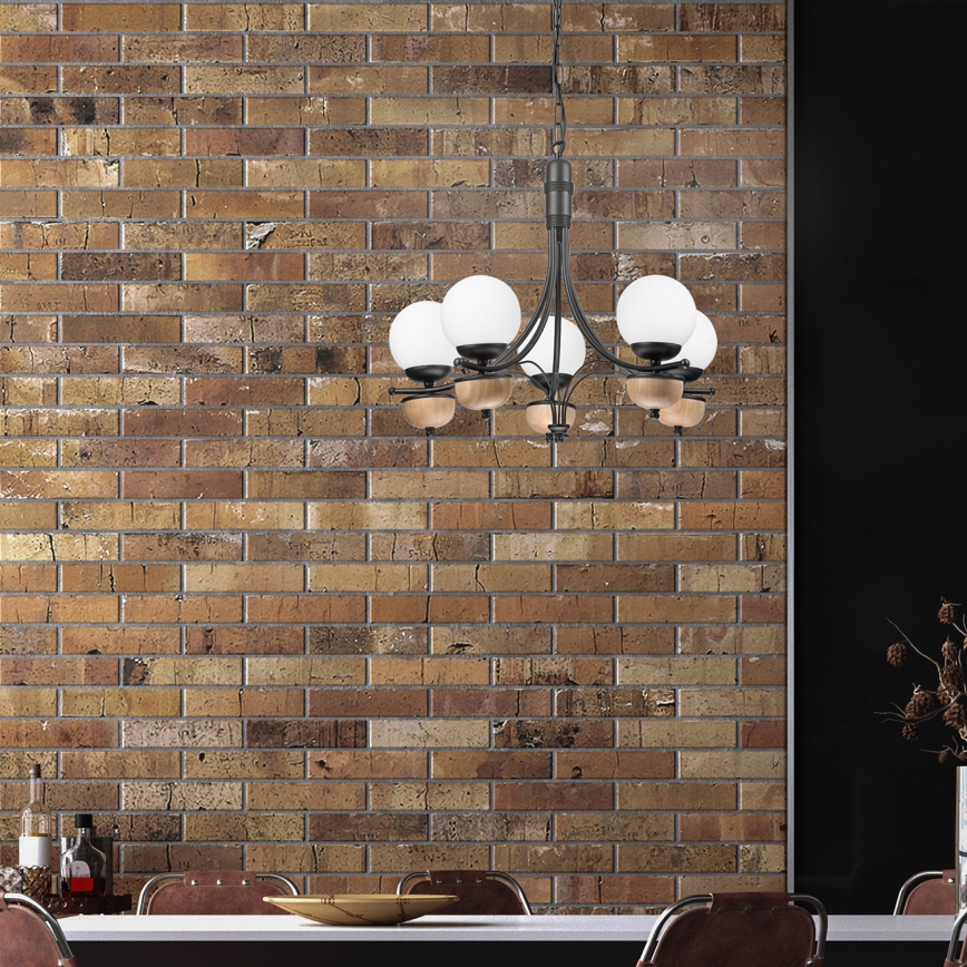Brilagi - Lampadario a sospensione con catena COTTAGE 5xG9/40W/230V faggio/bianco