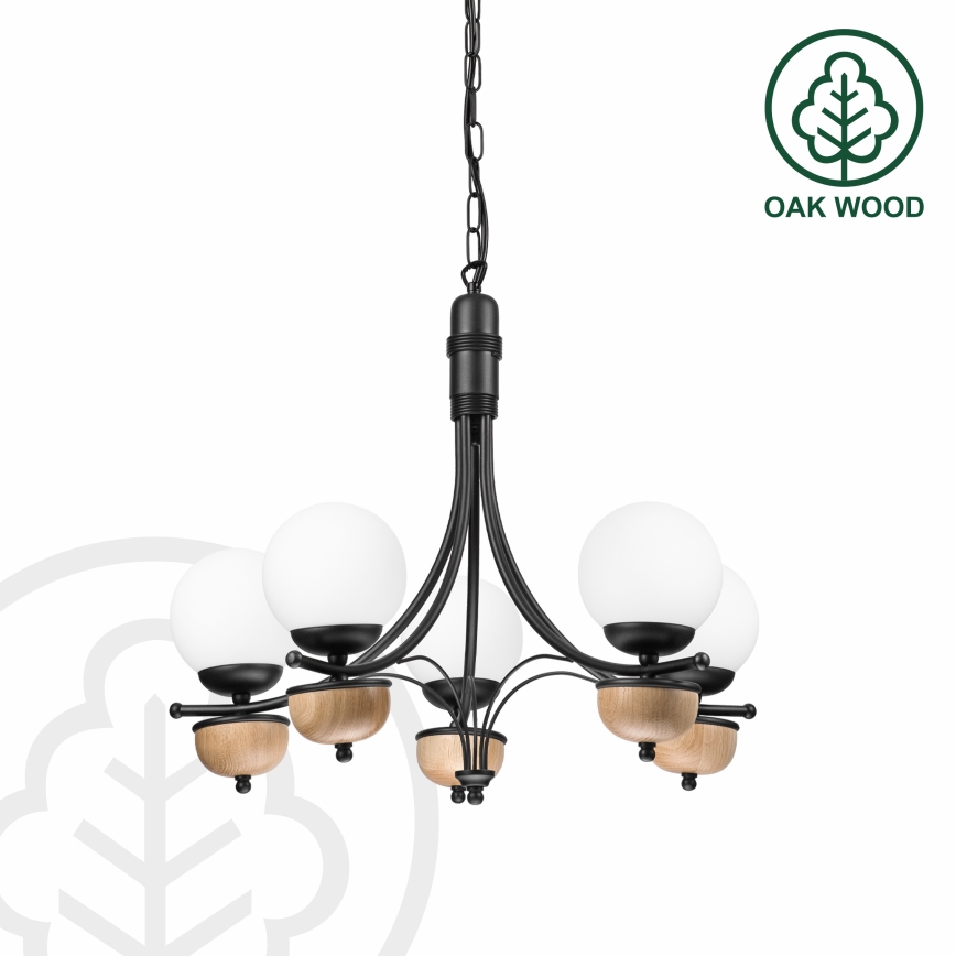Brilagi - Lampadario a sospensione con catena COTTAGE 5xG9/40W/230V faggio/bianco