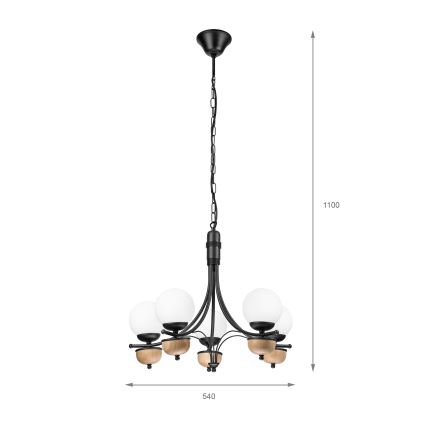 Brilagi - Lampadario a sospensione con catena COTTAGE 5xG9/40W/230V faggio/bianco