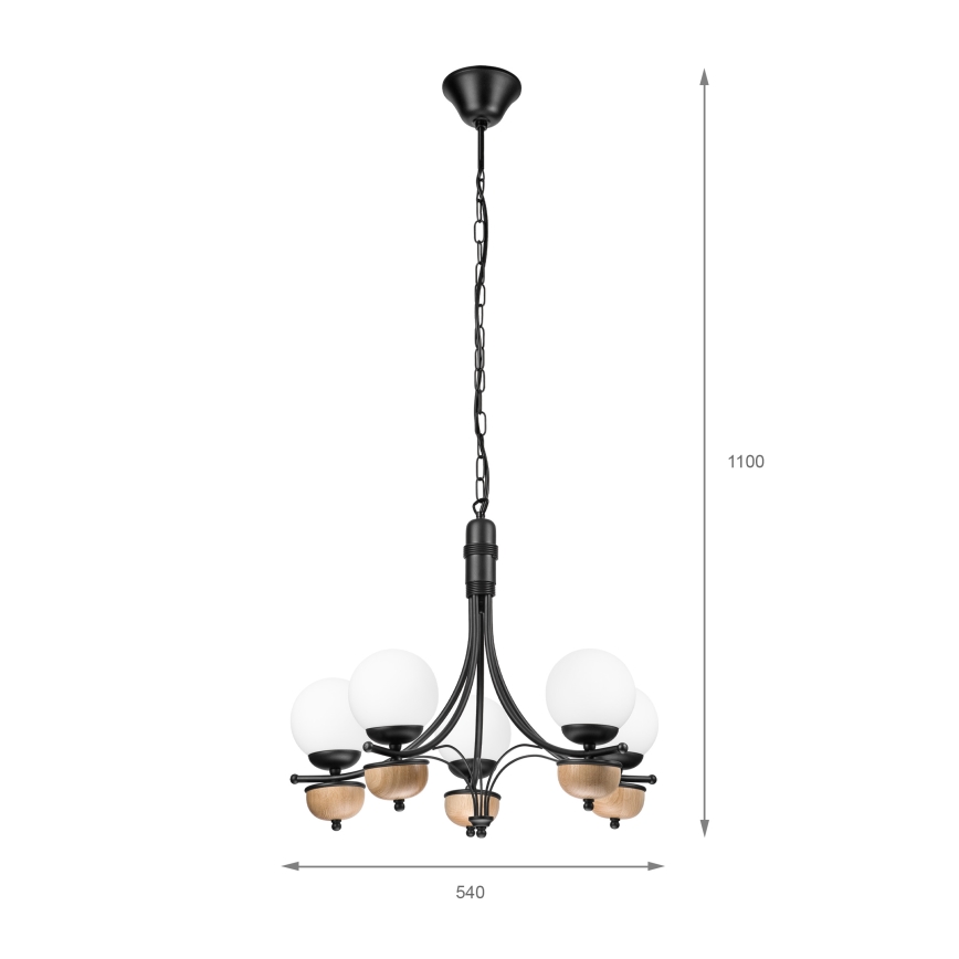 Brilagi - Lampadario a sospensione con catena COTTAGE 5xG9/40W/230V faggio/bianco