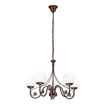 Brilagi - Lampadario a sospensione con catena COTTAGE 5xG9/40W/230V marrone/bianco