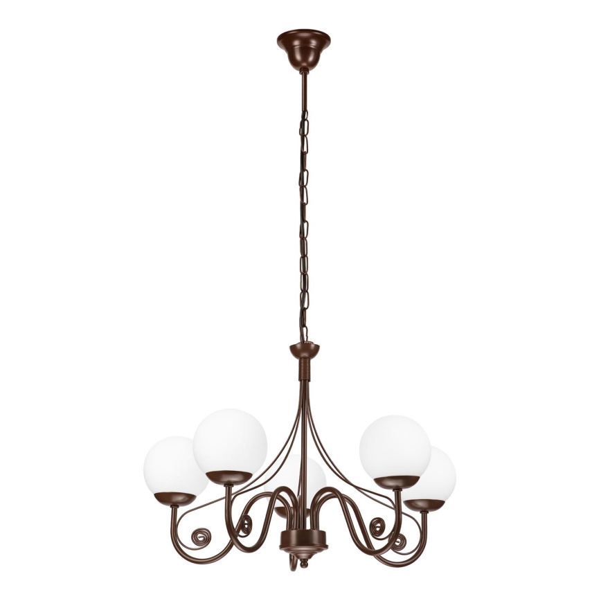 Brilagi - Lampadario a sospensione con catena COTTAGE 5xG9/40W/230V marrone/bianco