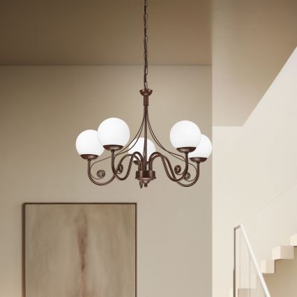 Brilagi - Lampadario a sospensione con catena COTTAGE 5xG9/40W/230V marrone/bianco