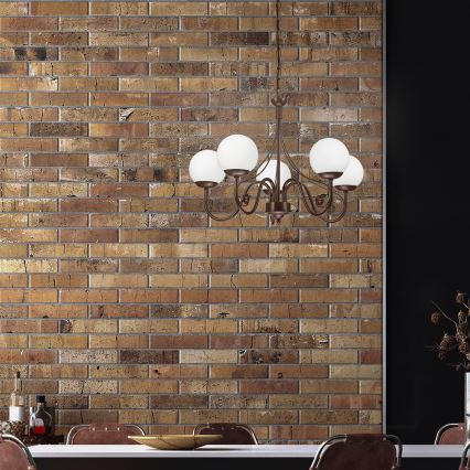 Brilagi - Lampadario a sospensione con catena COTTAGE 5xG9/40W/230V marrone/bianco