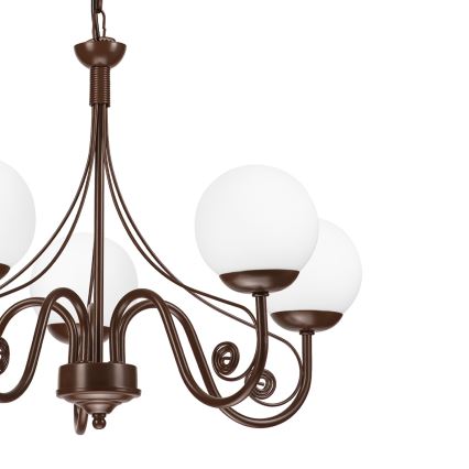 Brilagi - Lampadario a sospensione con catena COTTAGE 5xG9/40W/230V marrone/bianco