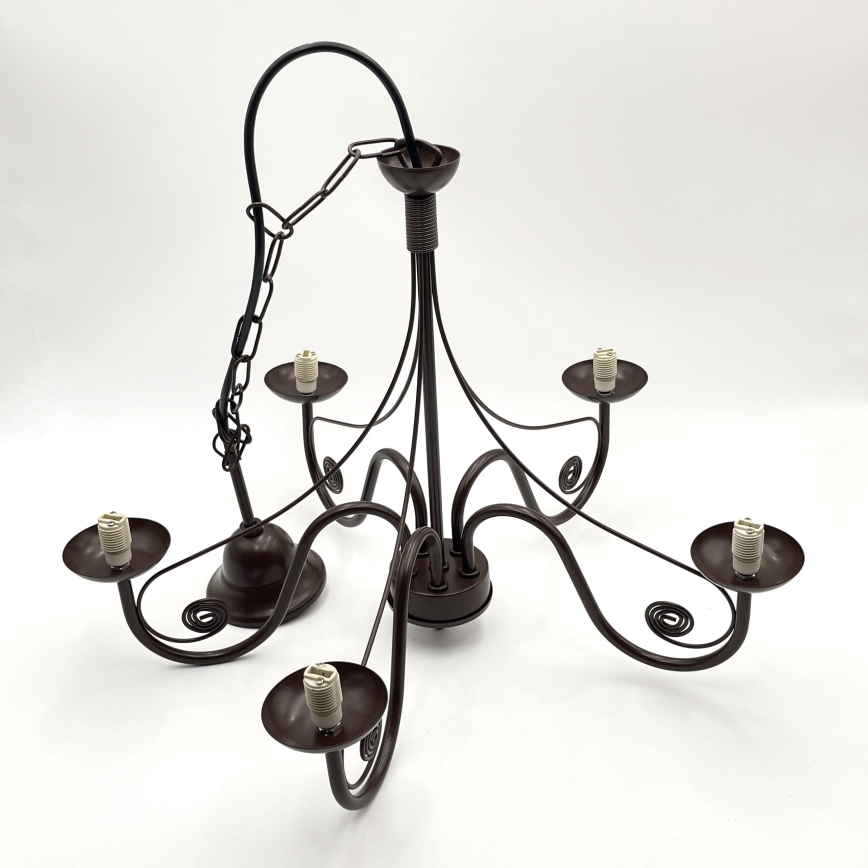 Brilagi - Lampadario a sospensione con catena COTTAGE 5xG9/40W/230V marrone/bianco