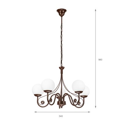 Brilagi - Lampadario a sospensione con catena COTTAGE 5xG9/40W/230V marrone/bianco