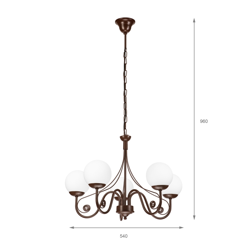 Brilagi - Lampadario a sospensione con catena COTTAGE 5xG9/40W/230V marrone/bianco