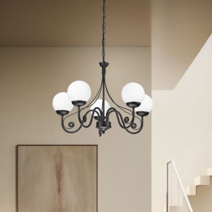 Brilagi - Lampadario a sospensione con catena COTTAGE 5xG9/40W/230V nero/bianco
