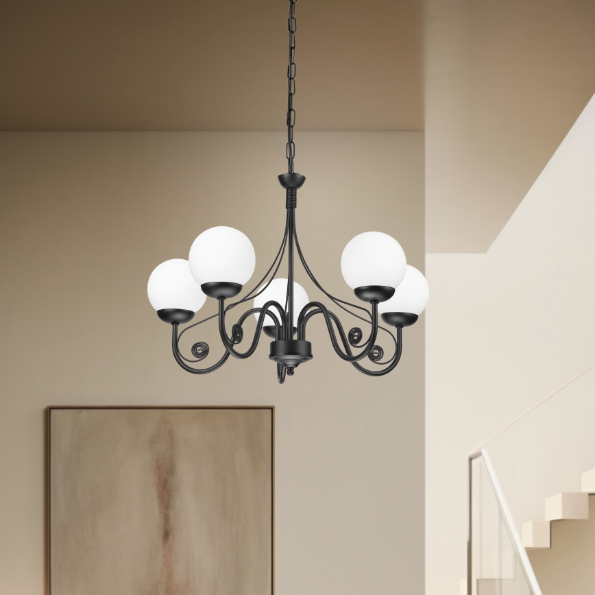Brilagi - Lampadario a sospensione con catena COTTAGE 5xG9/40W/230V nero/bianco