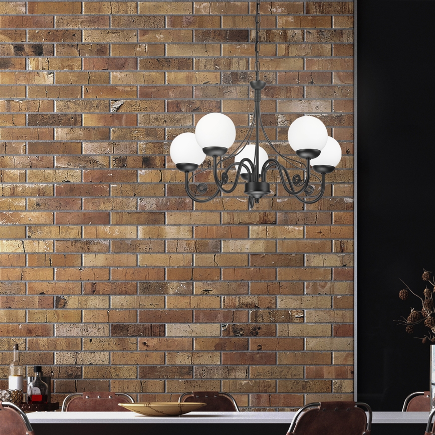 Brilagi - Lampadario a sospensione con catena COTTAGE 5xG9/40W/230V nero/bianco