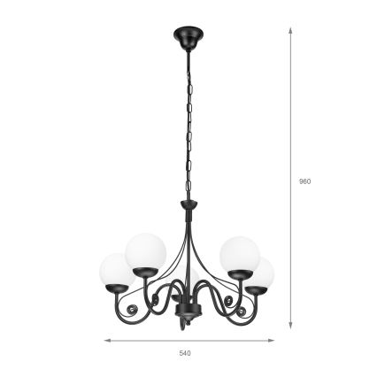 Brilagi - Lampadario a sospensione con catena COTTAGE 5xG9/40W/230V nero/bianco