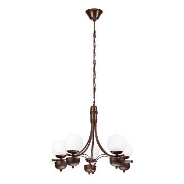 Brilagi - Lampadario a sospensione con catena COTTAGE 5xG9/40W/230V quercia/bianco