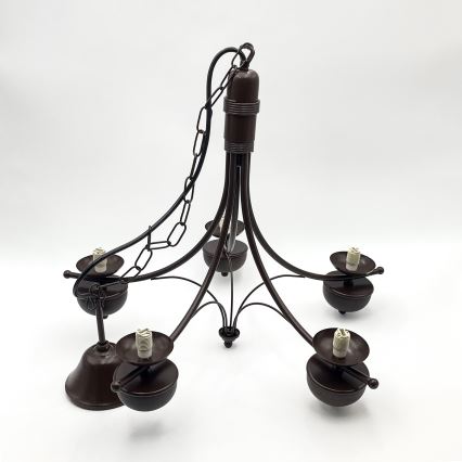 Brilagi - Lampadario a sospensione con catena COTTAGE 5xG9/40W/230V quercia/bianco