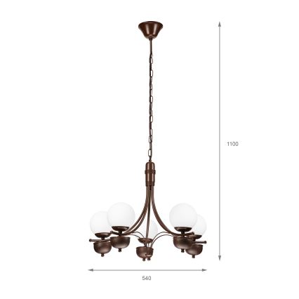 Brilagi - Lampadario a sospensione con catena COTTAGE 5xG9/40W/230V quercia/bianco
