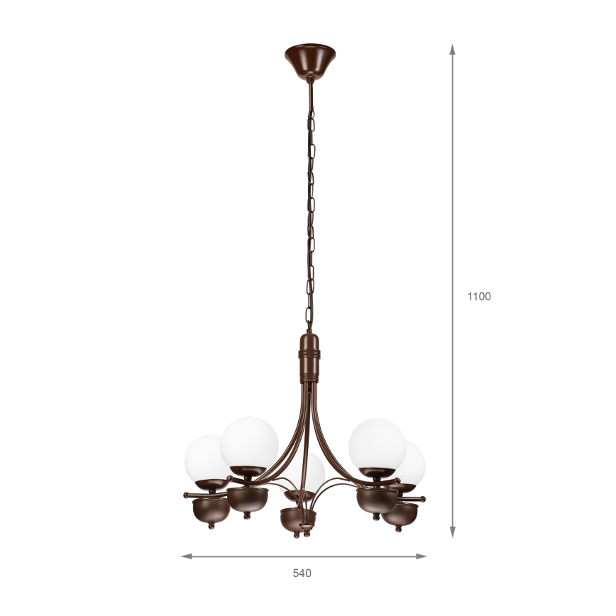Brilagi - Lampadario a sospensione con catena COTTAGE 5xG9/40W/230V quercia/bianco
