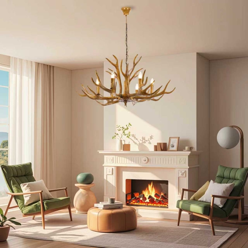 Brilagi - Lampadario a sospensione con catena DEER 6xE14/10W/230V, Ø 102 cm, con le corna