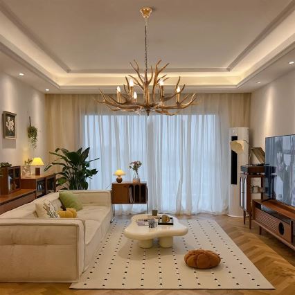 Brilagi - Lampadario a sospensione con catena DEER 6xE14/10W/230V, Ø 102 cm, con le corna