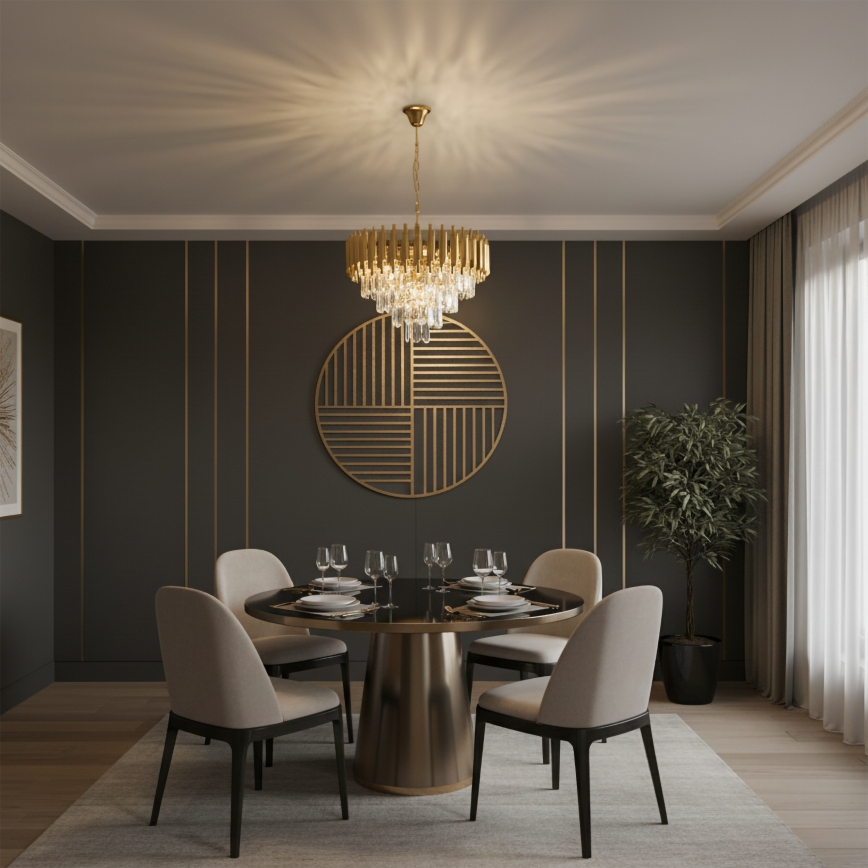 Brilagi - Lampadario a sospensione con catena ECLIPSE 7xE14/10W/230V Ø 48 cm dorato