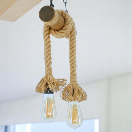 Brilagi - Lampadario a sospensione con catena KOS 2xE27/60W/230V faggio