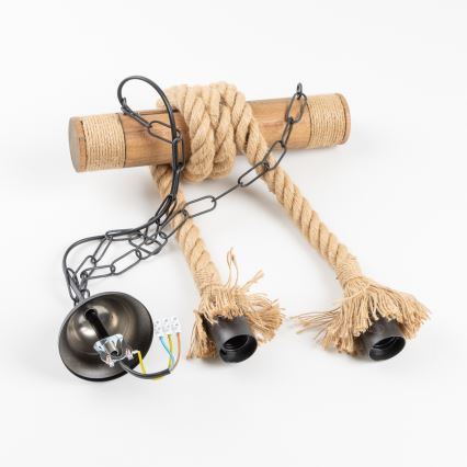 Brilagi - Lampadario a sospensione con catena KOS 2xE27/60W/230V faggio