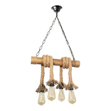 Brilagi - Lampadario a sospensione con catena KOS 4xE27/60W/230V faggio