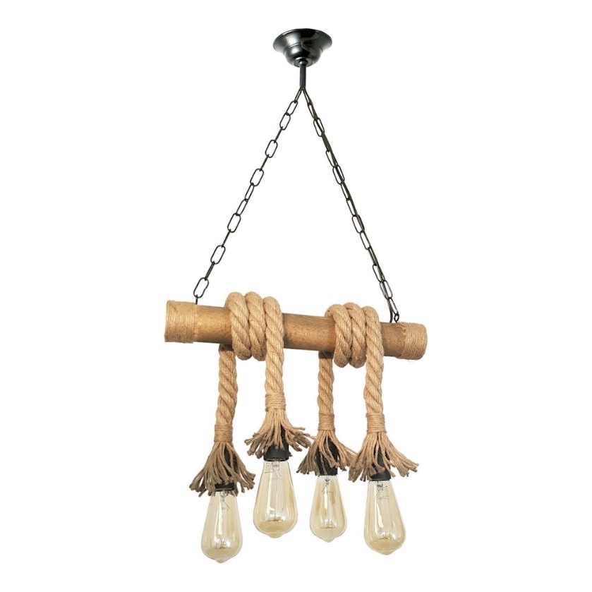 Brilagi - Lampadario a sospensione con catena KOS 4xE27/60W/230V faggio