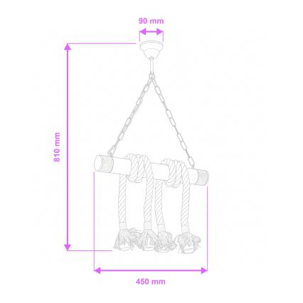 Brilagi - Lampadario a sospensione con catena KOS 4xE27/60W/230V faggio