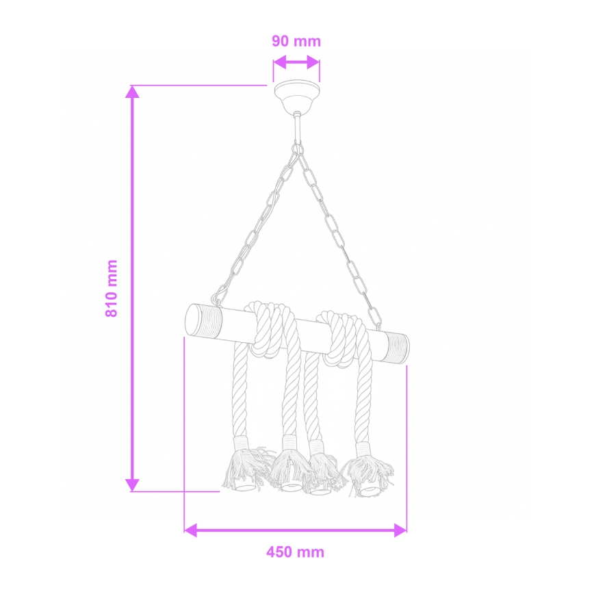Brilagi - Lampadario a sospensione con catena KOS 4xE27/60W/230V faggio