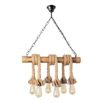 Brilagi - Lampadario a sospensione con catena KOS 6xE27/60W/230V faggio